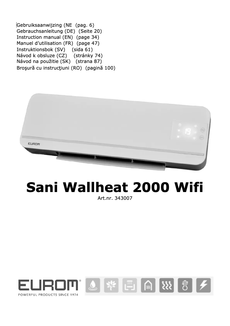 Página nº 1 - Manual de usuario Eurom Sani Wallheat 2000 Wifi