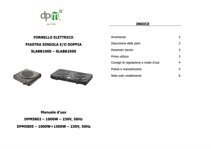 Imagen de la primera página del manual del dispositivo SLABB2500