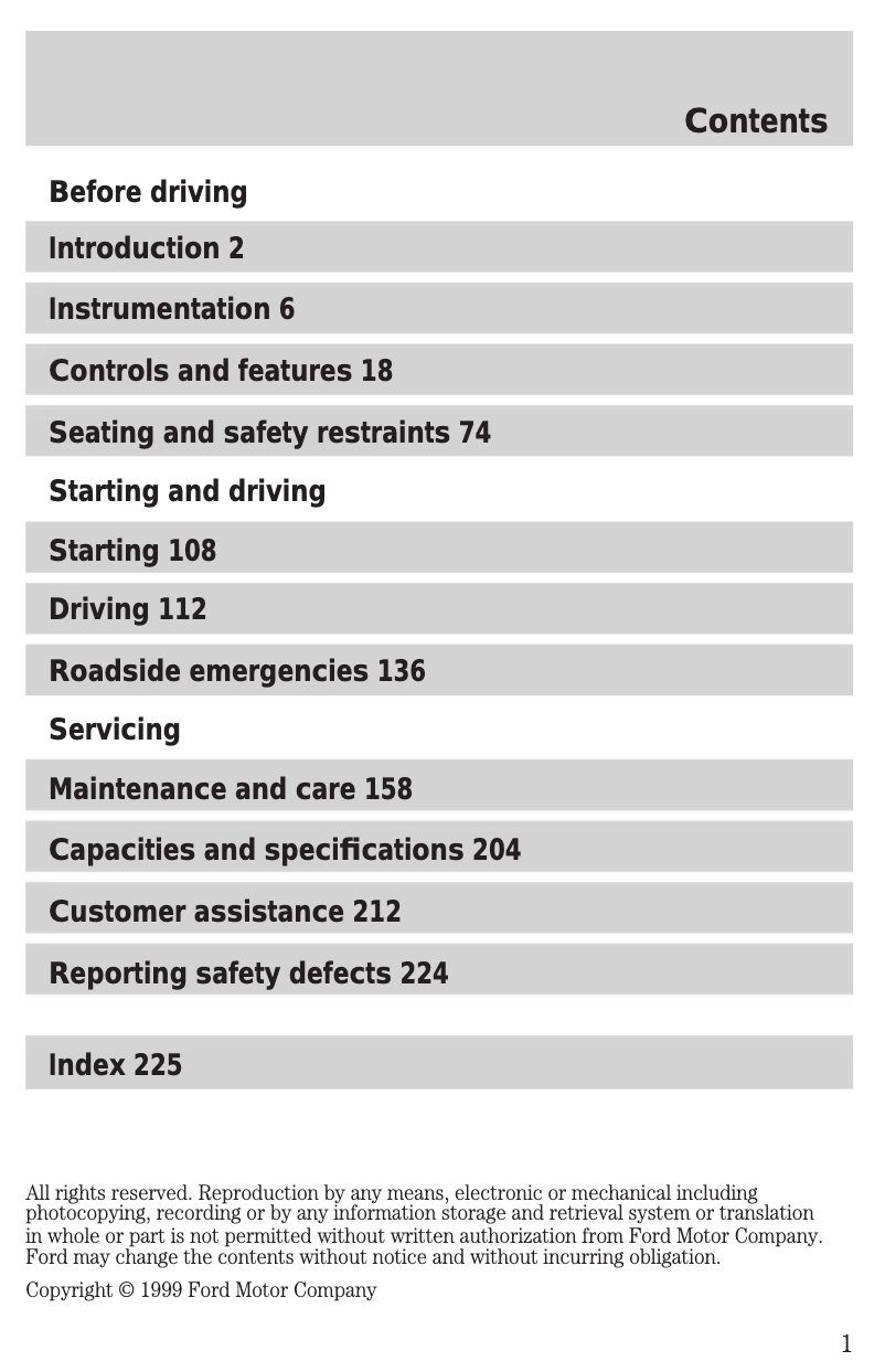 Página 1 del manual Manual de usuario Ford Excursion (2000)