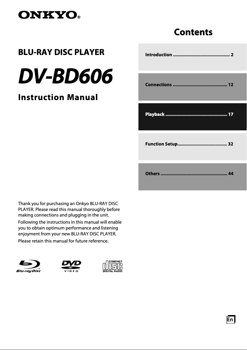Página 1 del manual Manual de usuario Onkyo DV-BD606