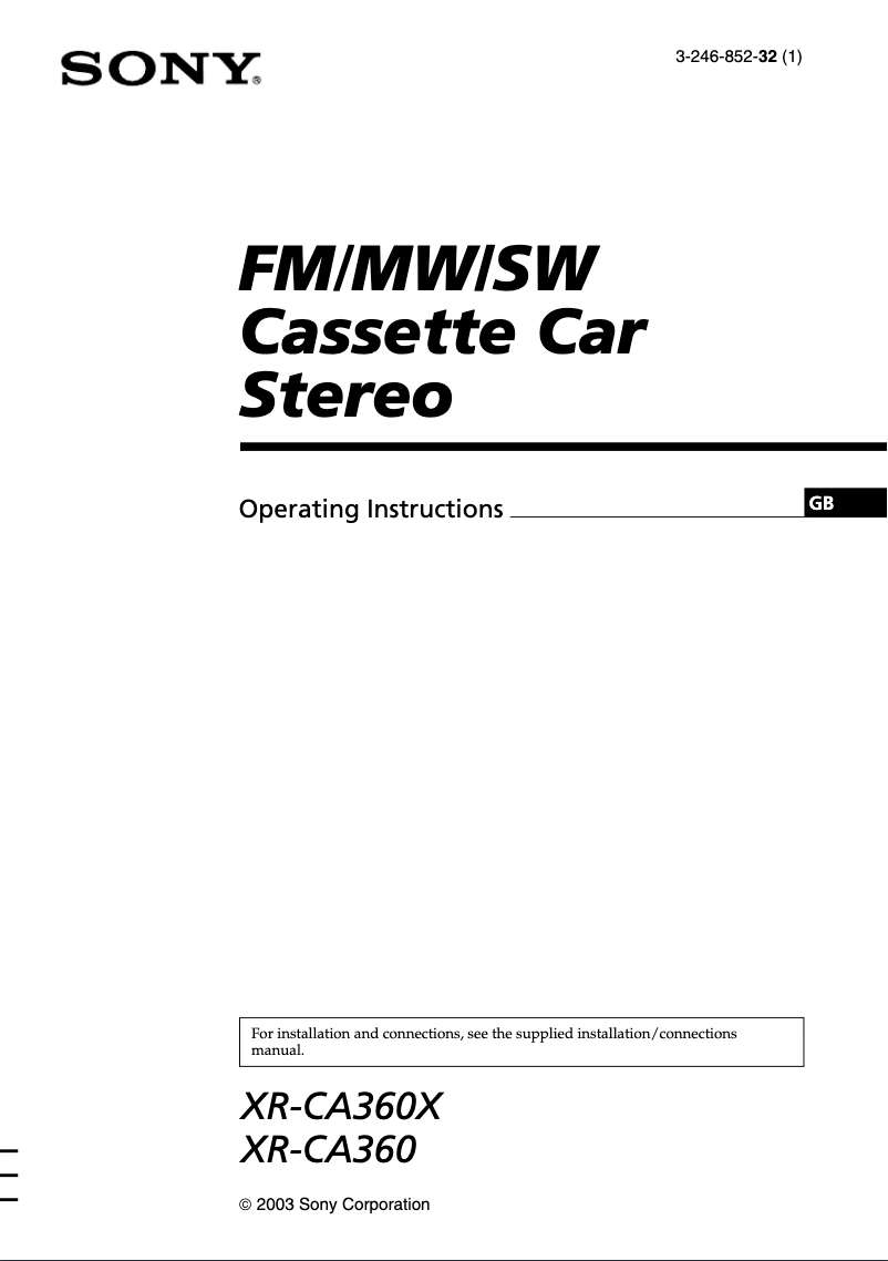 Imagen de la primera página del manual del dispositivo XR-CA360X