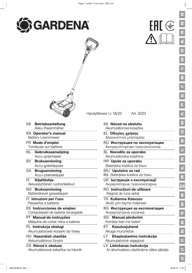 Página 1 del manual Manual de usuario Gardena HandyMower Li-18/22