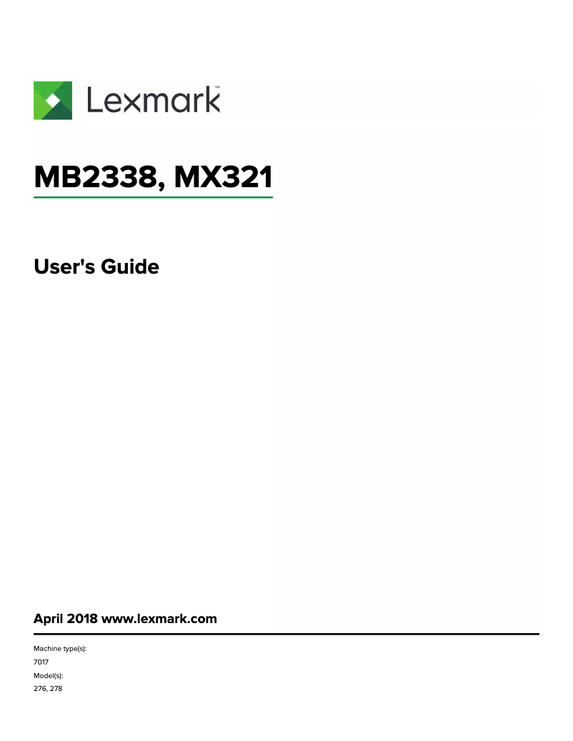 Página nº 1 - Manual de usuario Lexmark MB2338adw