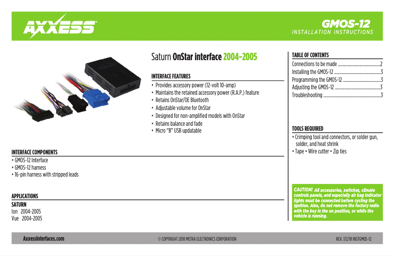 Imagen de la primera página del manual del dispositivo GMOS-12