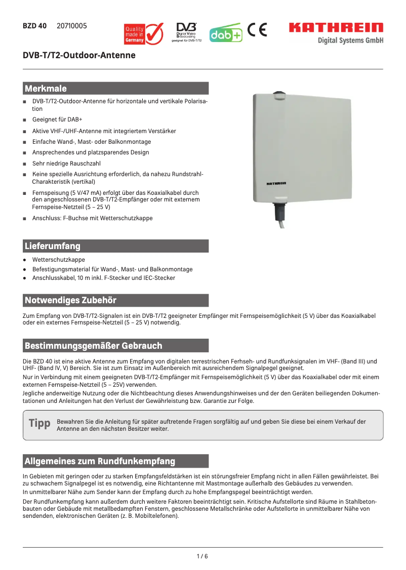 Imagen de la primera página del manual del dispositivo BZD 40