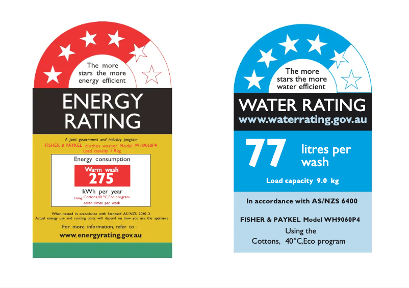 Página 1 del manual Etiqueta energética Fisher & Paykel WH9060P4