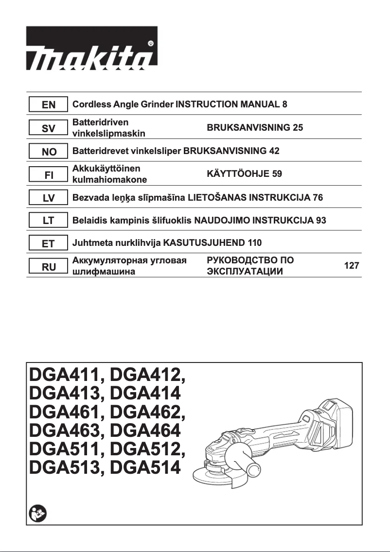 Página 1 del manual Manual de usuario Makita DGA513