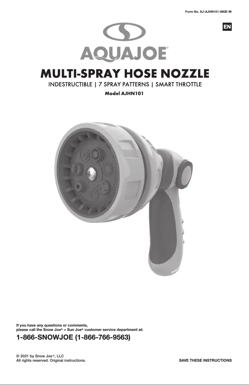 Página nº 1 - Manual de usuario Aqua Joe AJHN101