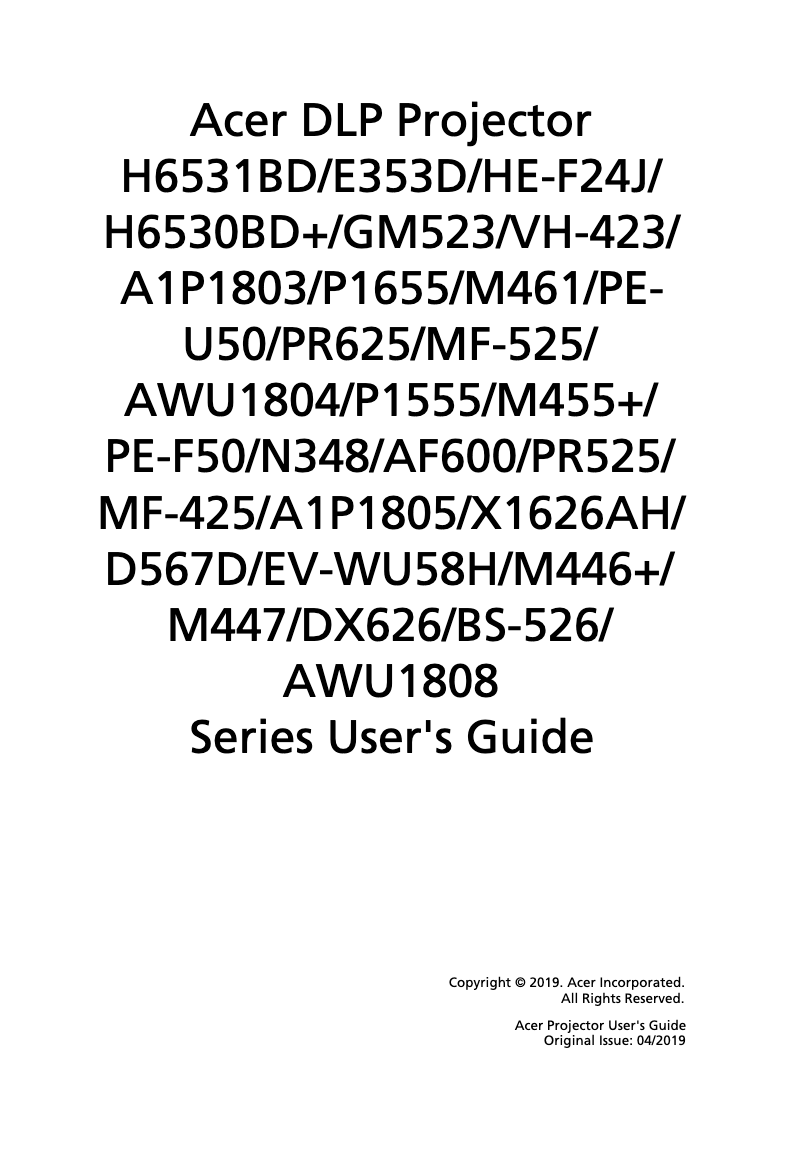 Página nº 1 - Manual de usuario Acer VH-423