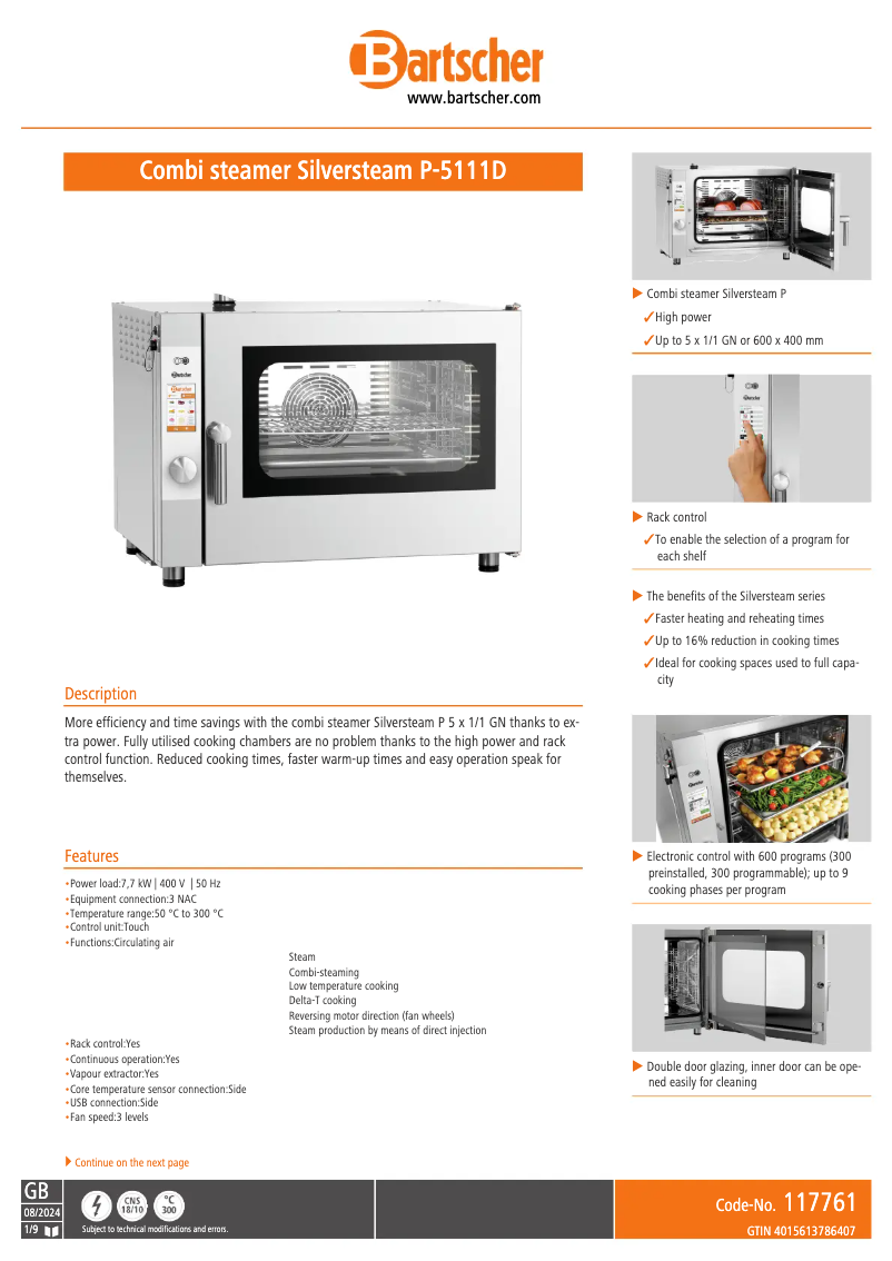 Página nº 1 - Ficha técnica Bartscher 117761