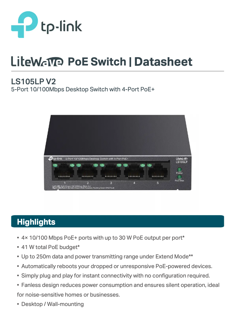 Imagen de la primera página del manual del dispositivo LS105LP