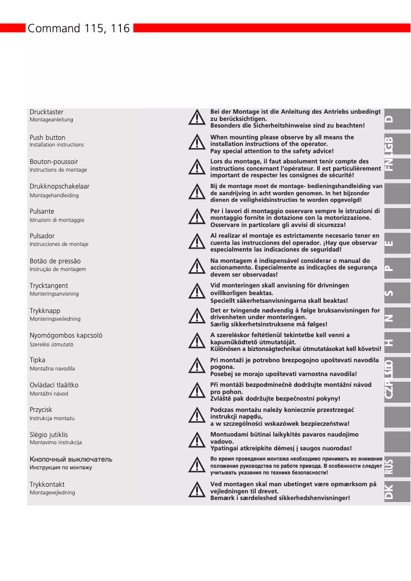 Página 1 del manual Manual de usuario Marantec Command 116