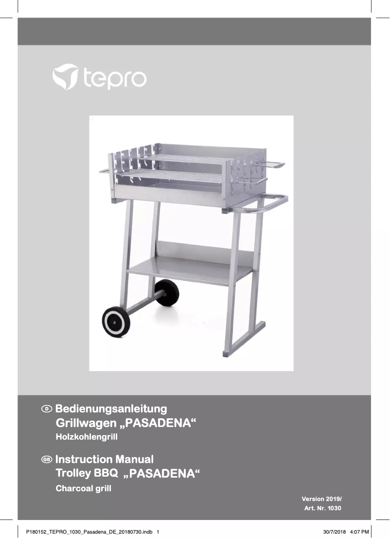 Imagen de la primera página del manual del dispositivo Pasadena 1030