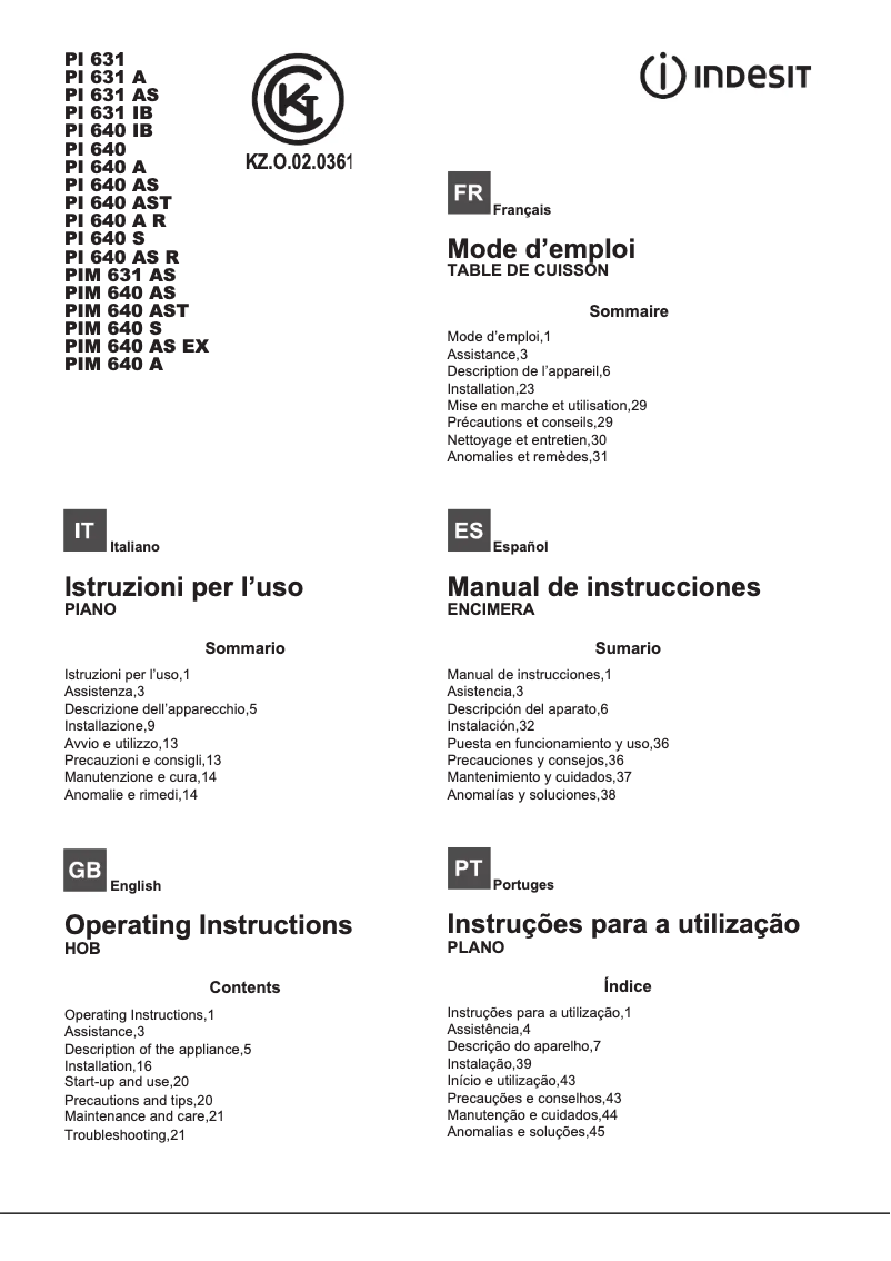 Imagen de la primera página del manual del dispositivo PI 640 A (IX)