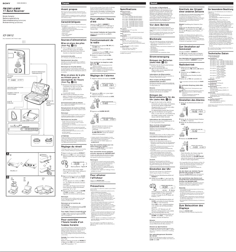 Imagen de la primera página del manual del dispositivo ICF-SW12