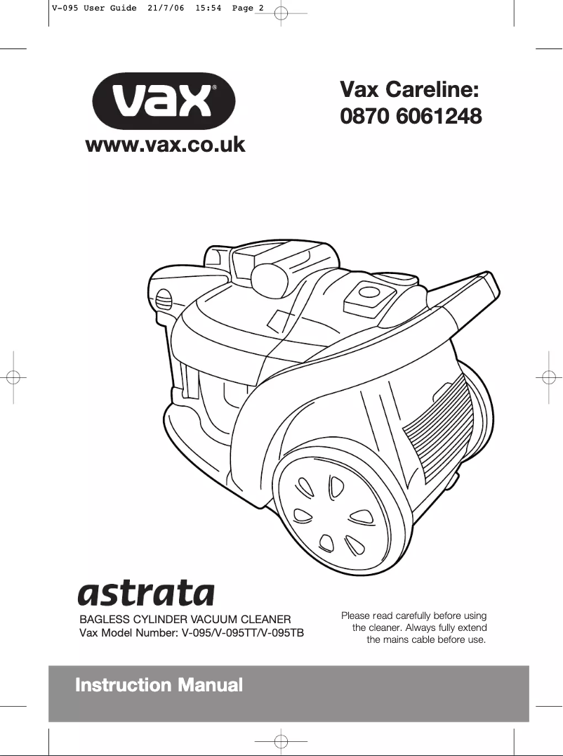 Imagen de la primera página del manual del dispositivo Astrata V 095
