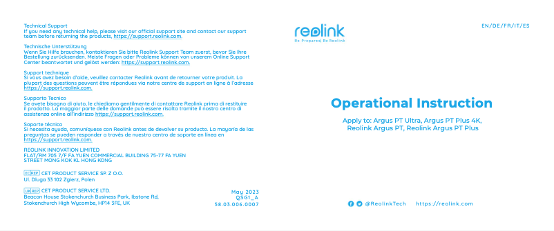 Imagen de la primera página del manual del dispositivo Argus PT Ultra