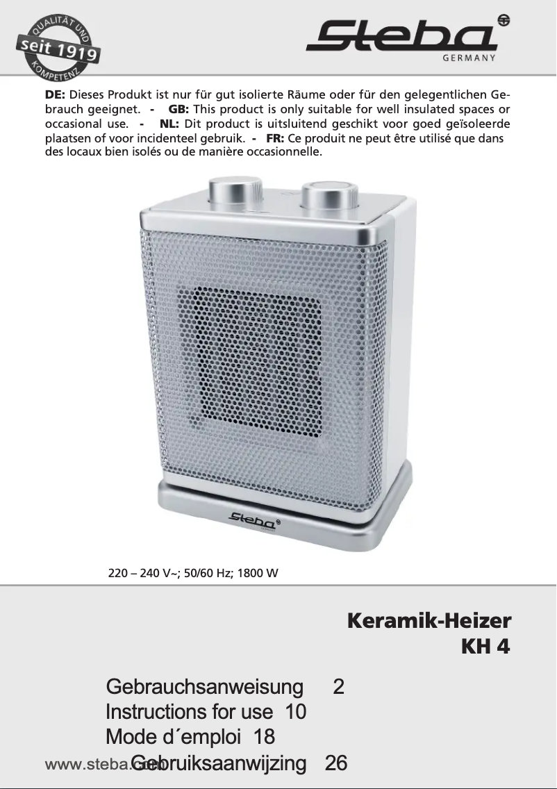 Página 1 del manual Manual de usuario Steba KH 4