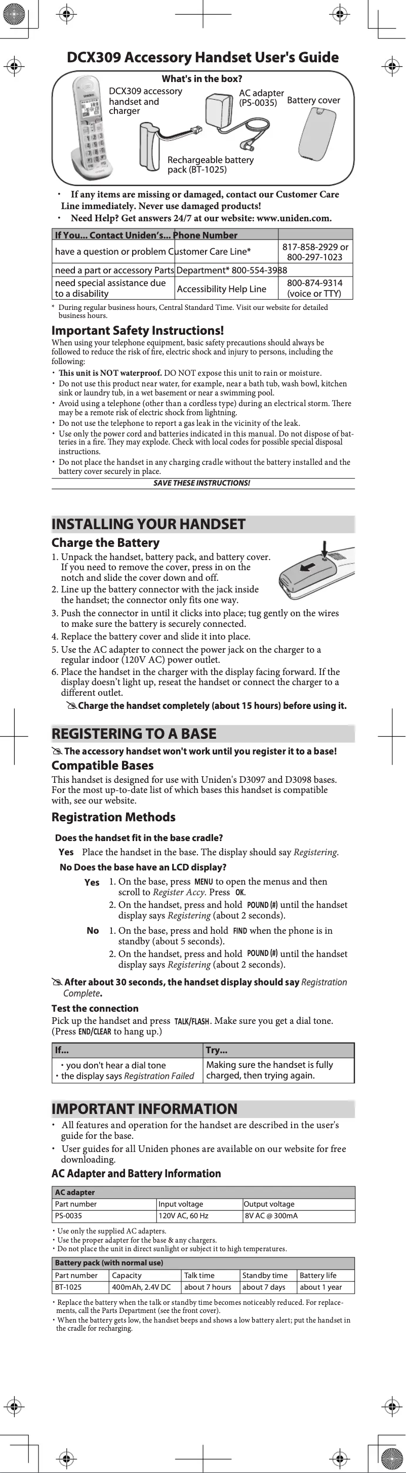 Imagen de la primera página del manual del dispositivo DCX309