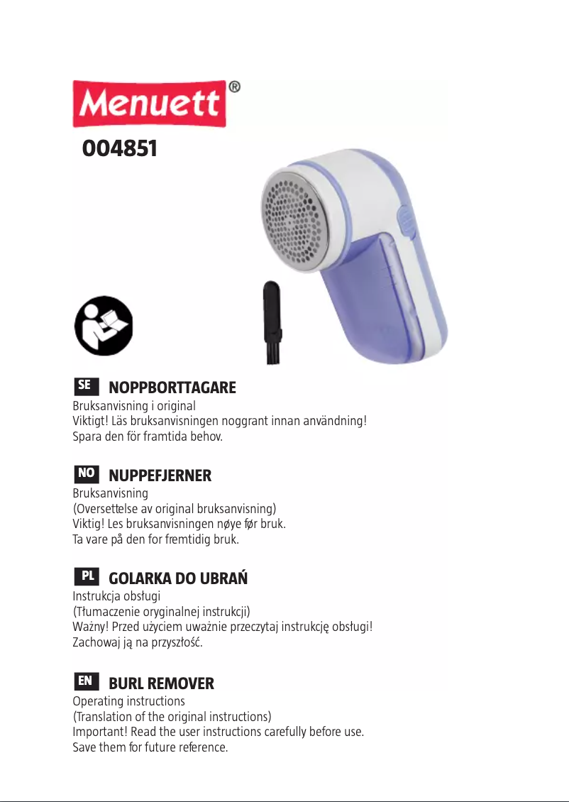 Imagen de la primera página del manual del dispositivo 004-851