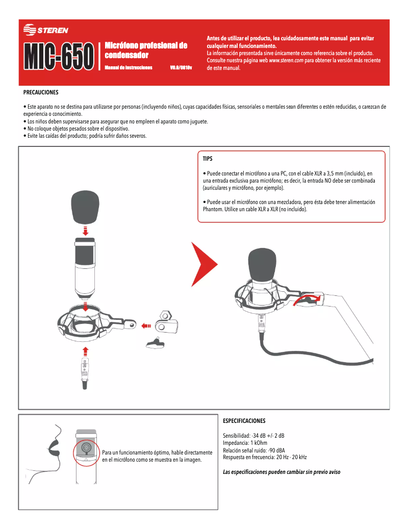 Página nº 1 - Manual de usuario Steren MIC-650