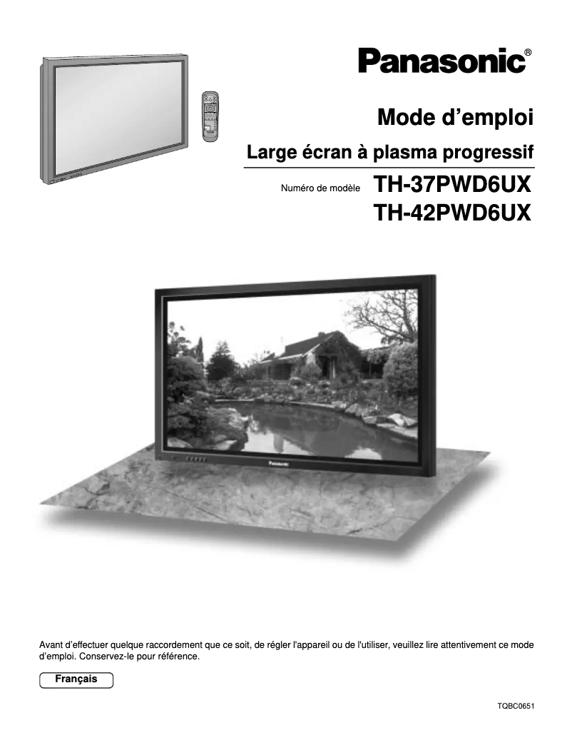 Imagen de la primera página del manual del dispositivo TH-42PWD6UX