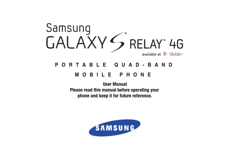 Imagen de la primera página del manual del dispositivo Galaxy S Relay 4G