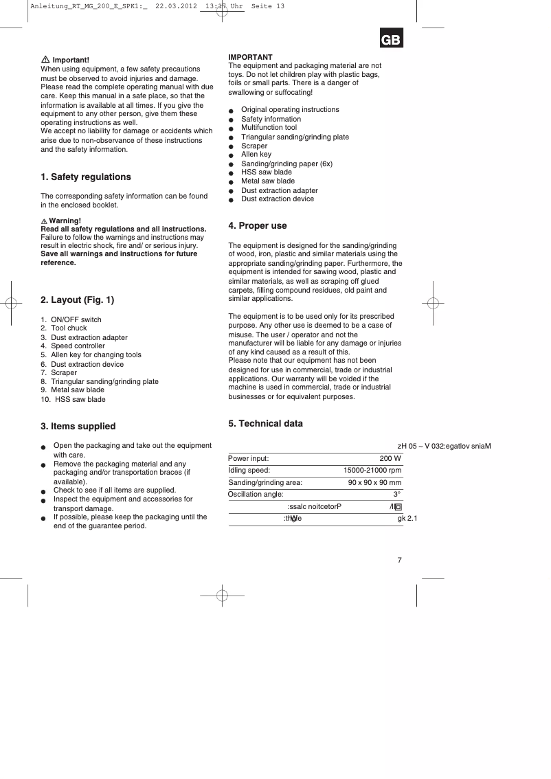 Imagen de la primera página del manual del dispositivo TE-MG 200 E