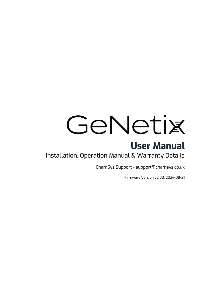 Página 1 del manual Manual de usuario ChamSys GeNetix GN2