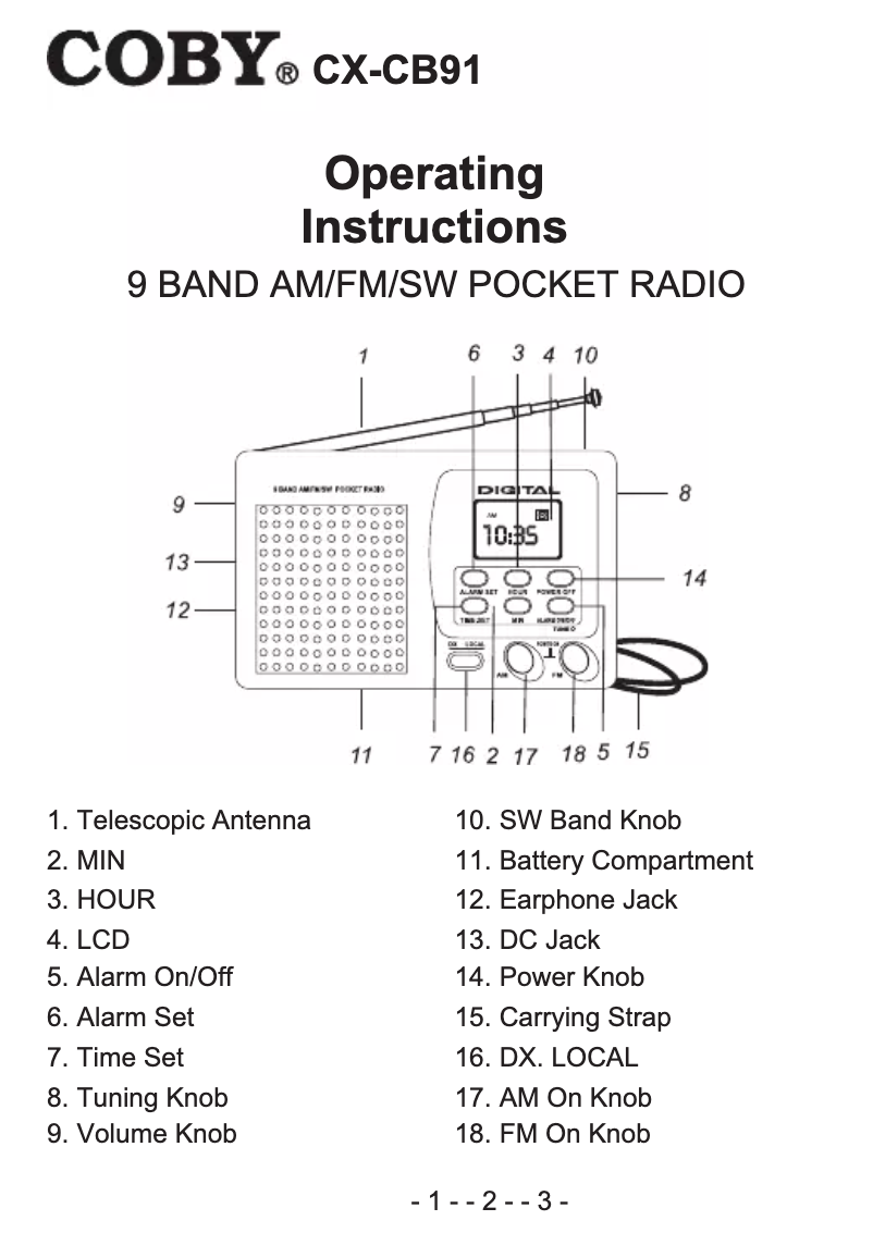 Página 1 del manual Manual de usuario Coby CXCB91