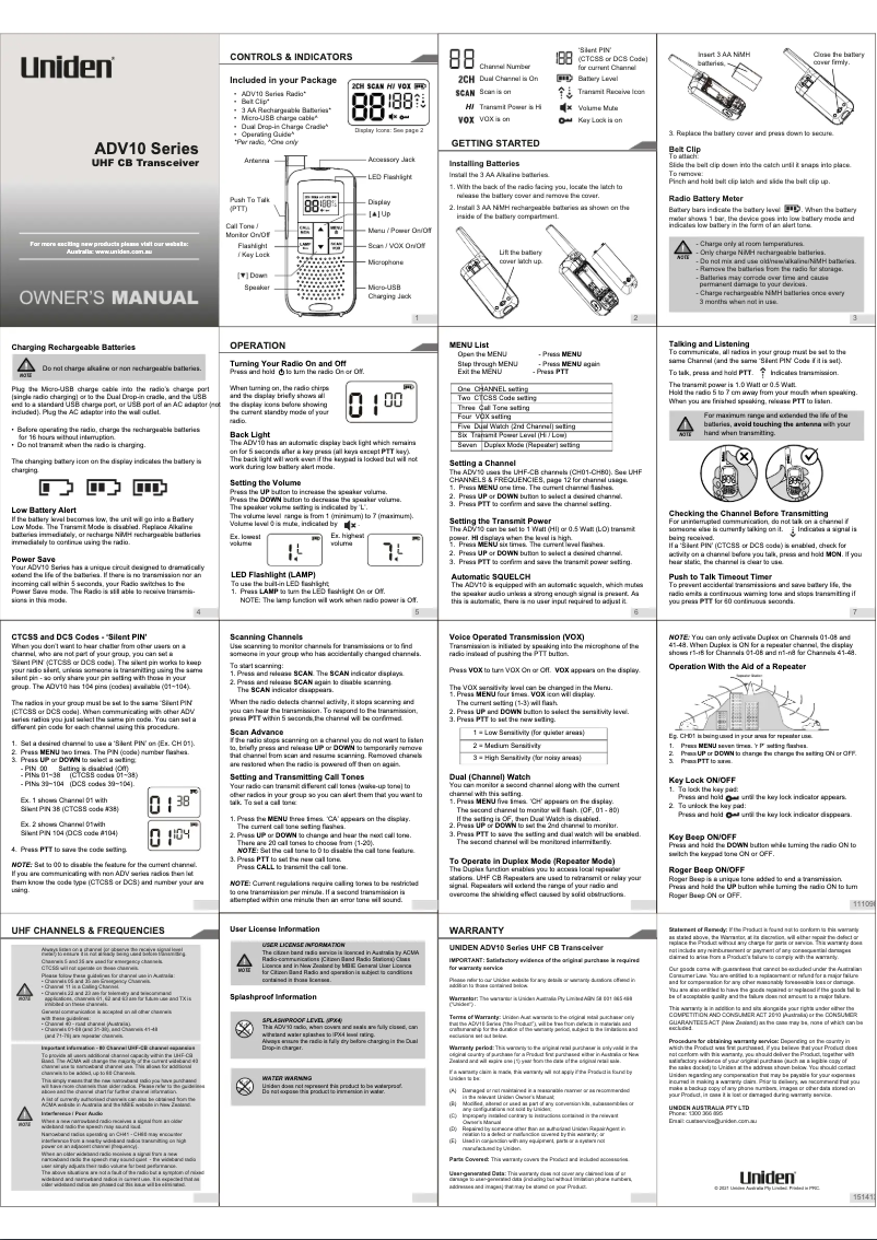 Imagen de la primera página del manual del dispositivo ADV10-2