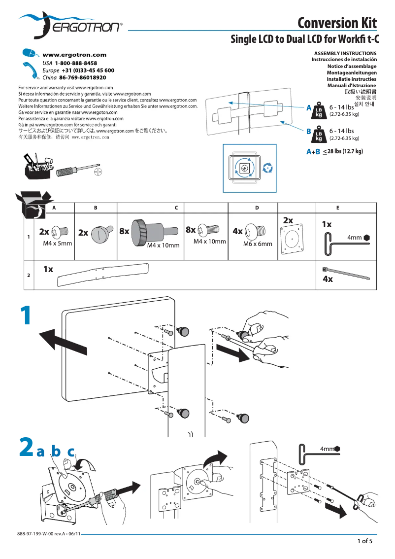 Página 1 del manual Manual de usuario Ergotron WorkFit Convert-to-Dual Kit