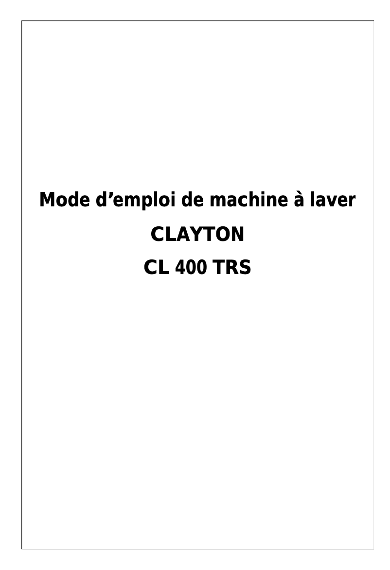 Página 1 del manual Manual de usuario Clayton CL400TRS