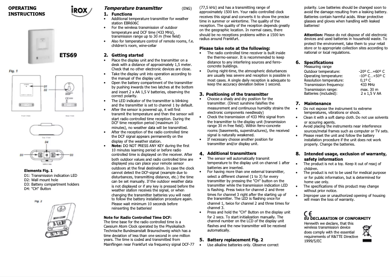 Página 1 del manual Manual de usuario Irox ETS69