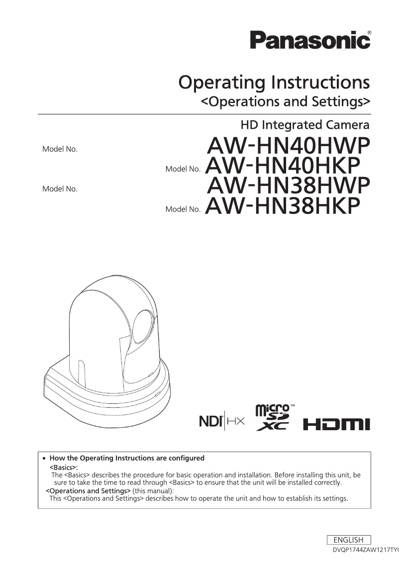 Página 1 del manual Manual de usuario Panasonic AW-HN38