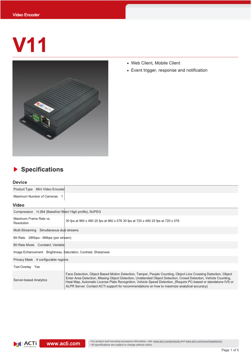 Imagen de la primera página del manual del dispositivo V11