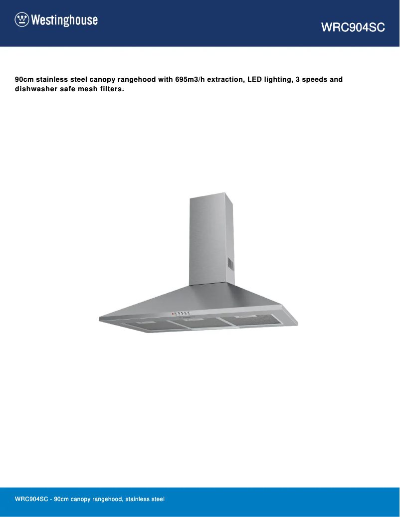 Página 1 del manual Ficha técnica Westinghouse WRC904SC