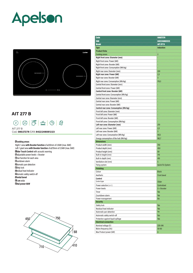 Página 1 del manual Manual de usuario Apelson AIT 277 B