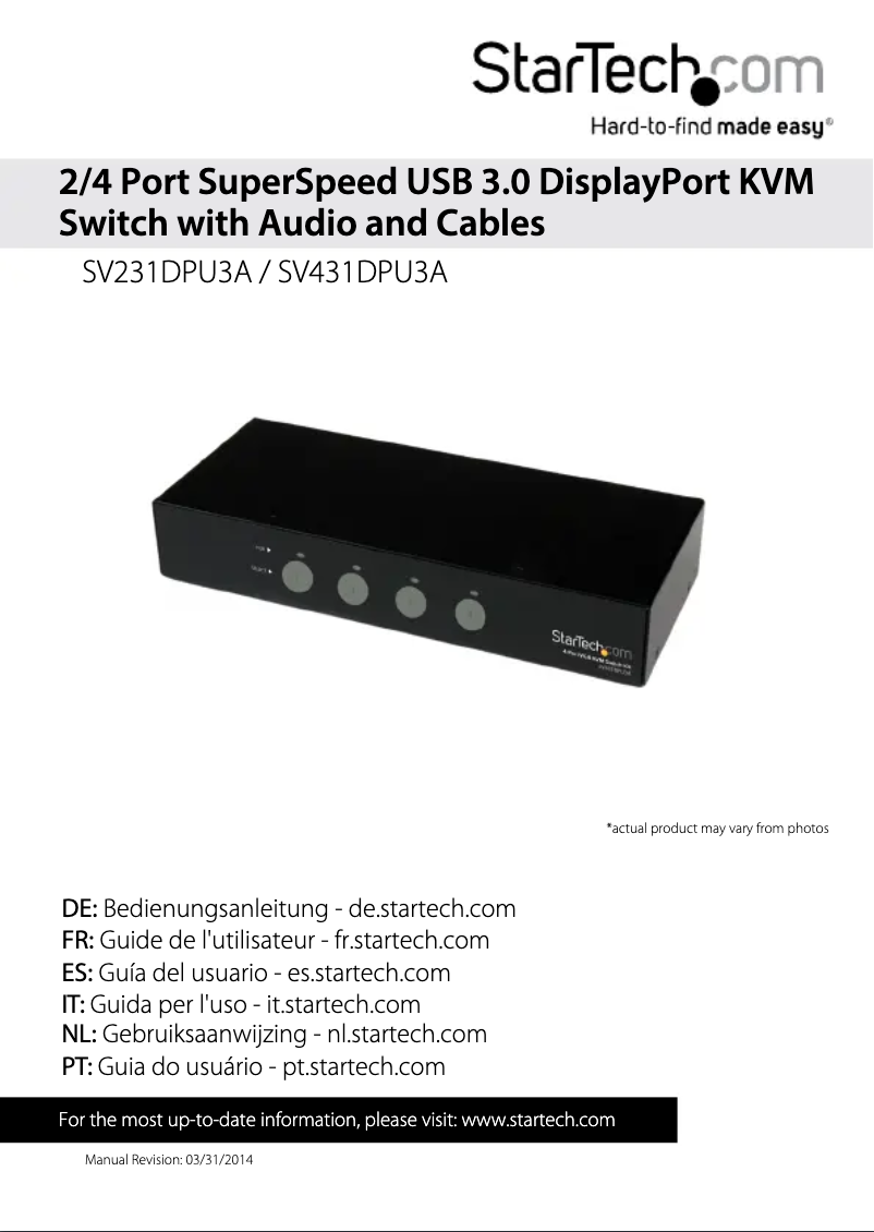 Imagen de la primera página del manual del dispositivo SV431DPU3A