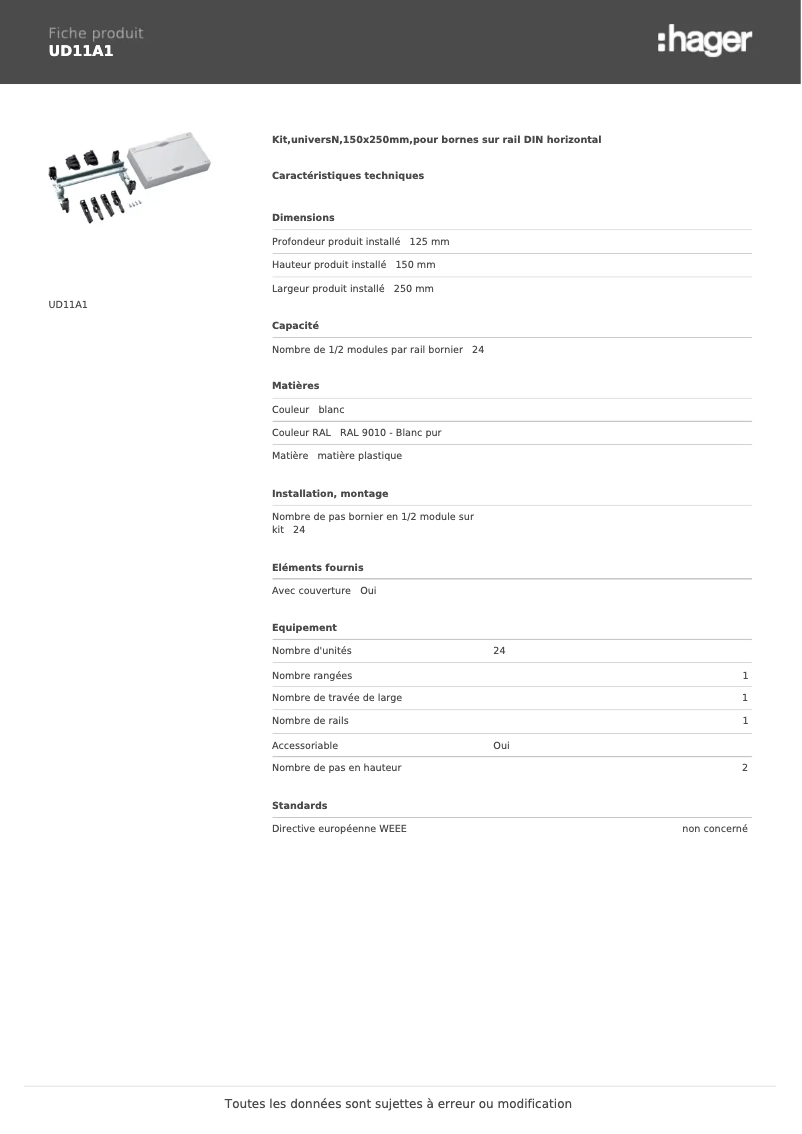 Página 1 del manual Manual de usuario Hager UD11A1