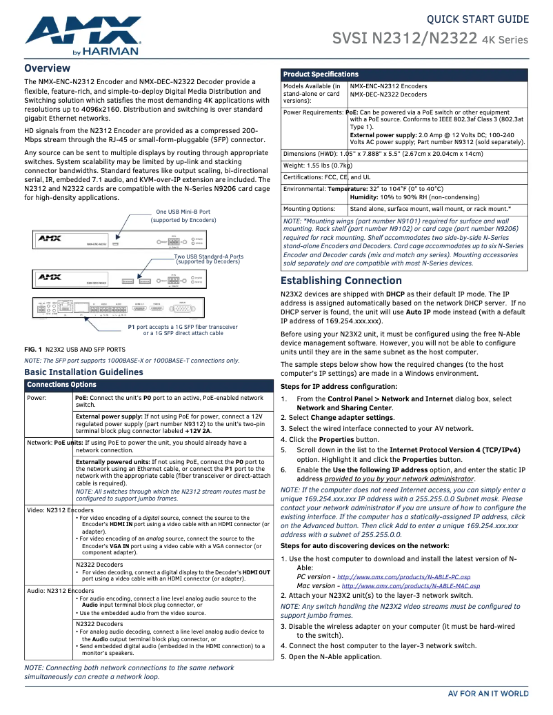 Página 1 del manual Guía de inicio rápido AMX Sereno NMX-ENC-N2312