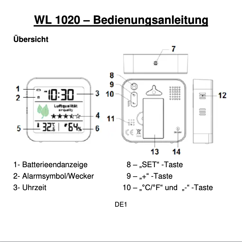 Página 1 del manual Manual de usuario Techno Line WL 1020