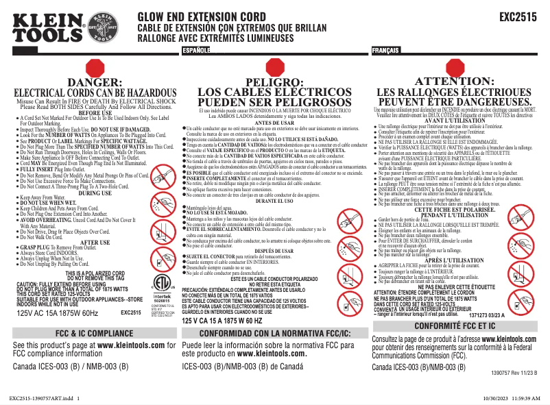 Imagen de la primera página del manual del dispositivo EXC2515