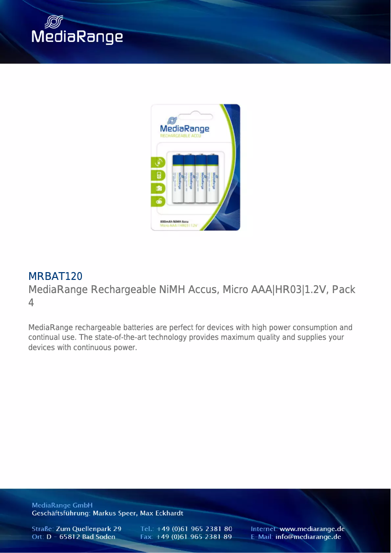 Imagen de la primera página del manual del dispositivo MRBAT120