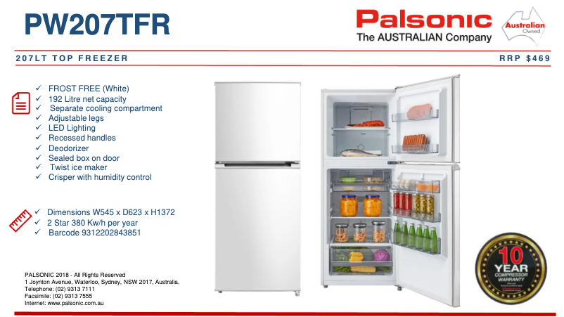 Imagen de la primera página del manual del dispositivo PW207TFR