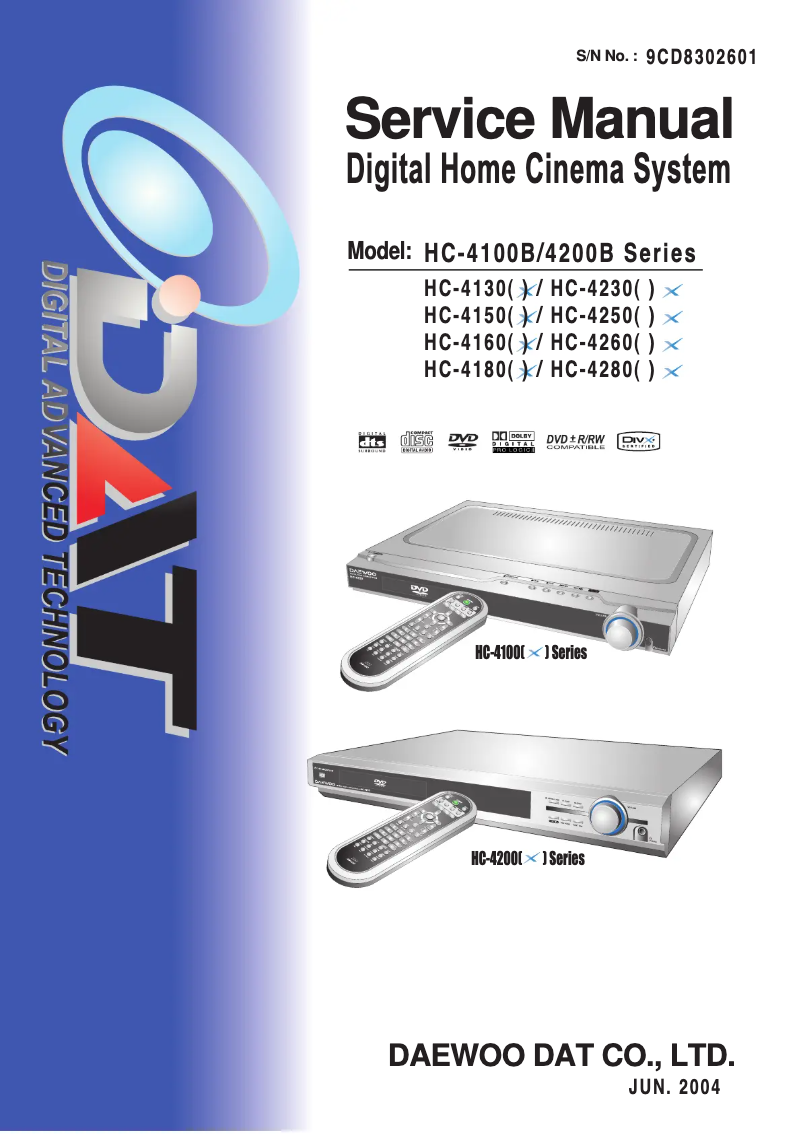 Imagen de la primera página del manual del dispositivo DHC-X100