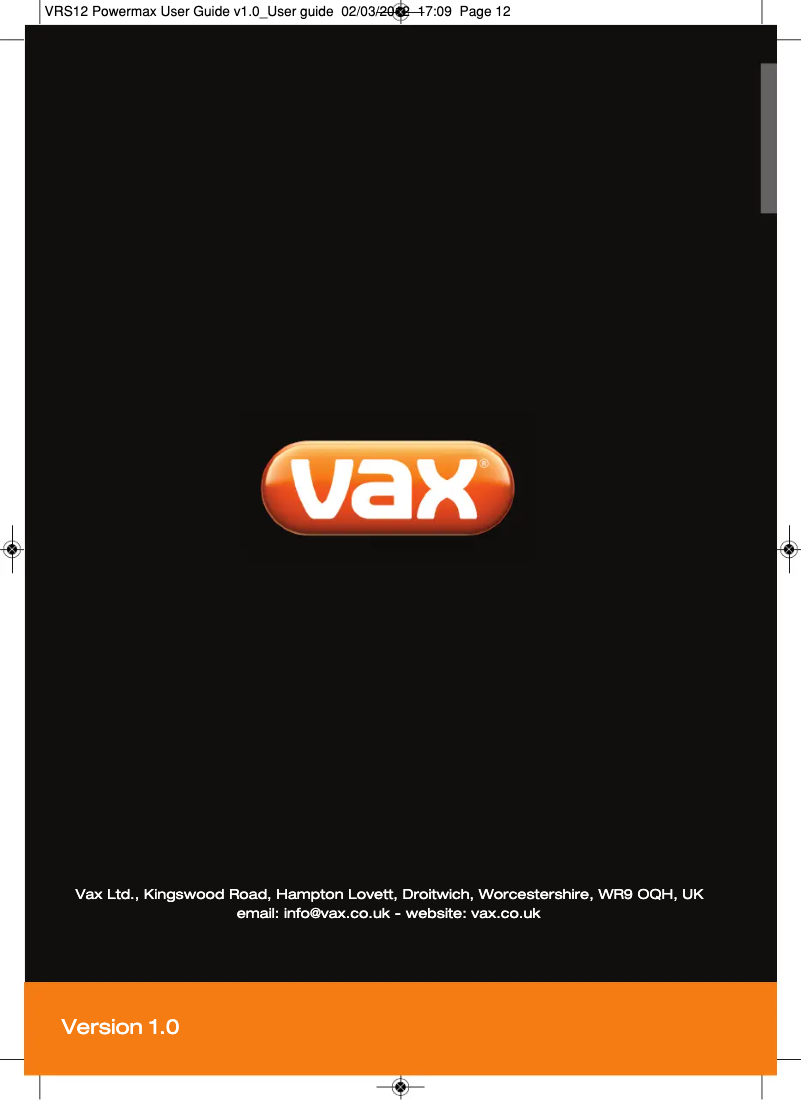 Página 1 del manual Manual de usuario Vax VRS12A