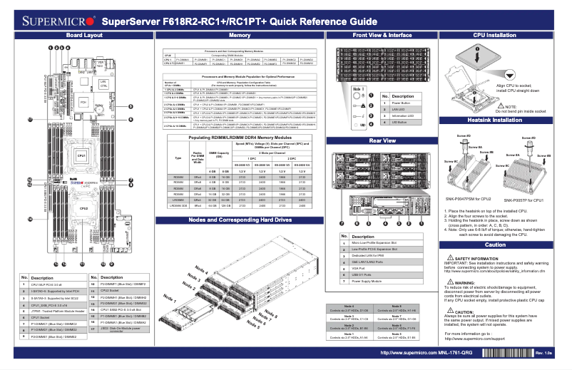 Imagen de la primera página del manual del dispositivo SuperServer F618R2-RC1PT+