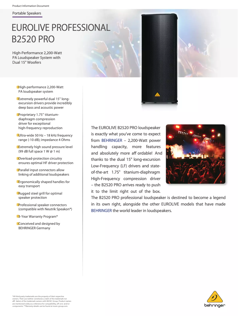 Imagen de la primera página del manual del dispositivo B2520 PRO