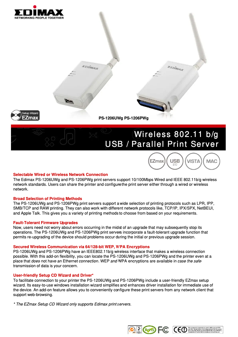 Imagen de la primera página del manual del dispositivo PS-1206UWg